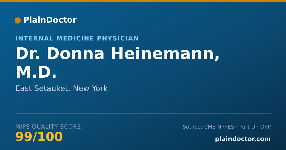 Shareable card for Donna Heinemann, M.D. - Internal Medicine Physician, East Setauket, NY