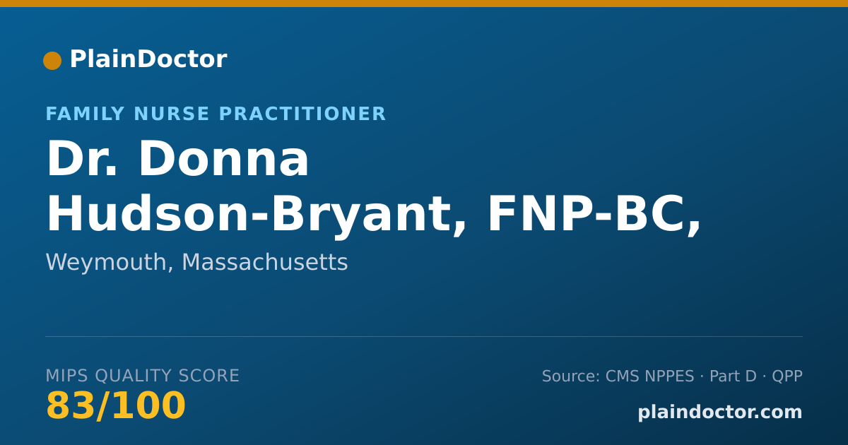 Shareable card for Donna Hudson-Bryant, FNP-BC, PMHNP-BC - Family Nurse Practitioner, Weymouth, MA