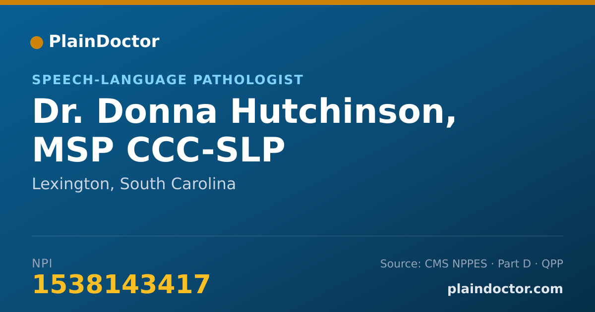 Shareable card for Donna Hutchinson, MSP CCC-SLP - Speech-Language Pathologist, Lexington, SC