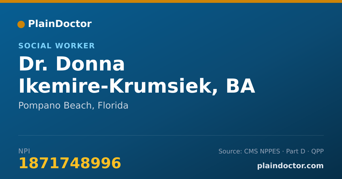 Shareable card for Donna Ikemire-Krumsiek, BA - Social Worker, Pompano Beach, FL