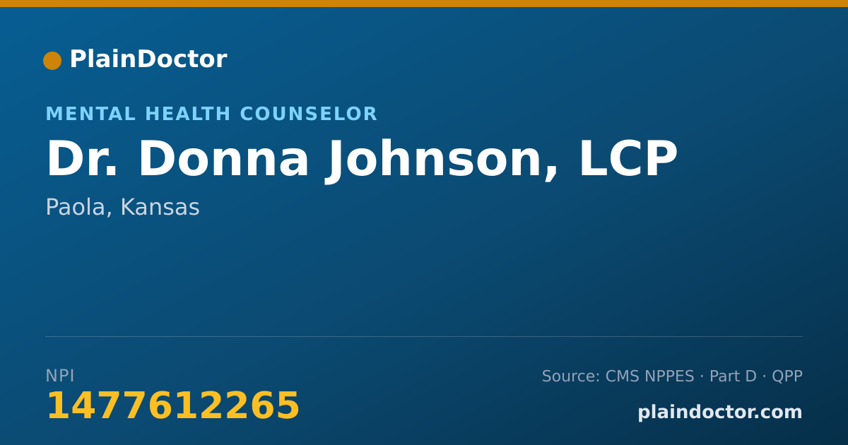 Shareable card for Donna Johnson, LCP - Mental Health Counselor, Paola, KS
