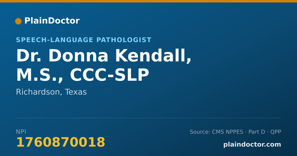 Shareable card for Donna Kendall, M.S., CCC-SLP - Speech-Language Pathologist, Richardson, TX