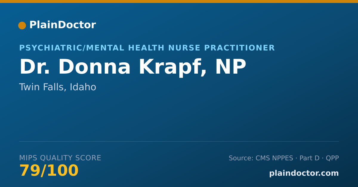 Shareable card for Donna Krapf, NP - Psychiatric/Mental Health Nurse Practitioner, Twin Falls, ID