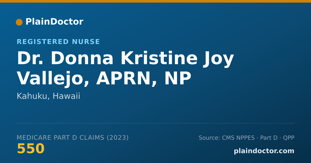Shareable card for Donna Kristine Joy Vallejo, APRN, NP - Registered Nurse, Kahuku, HI