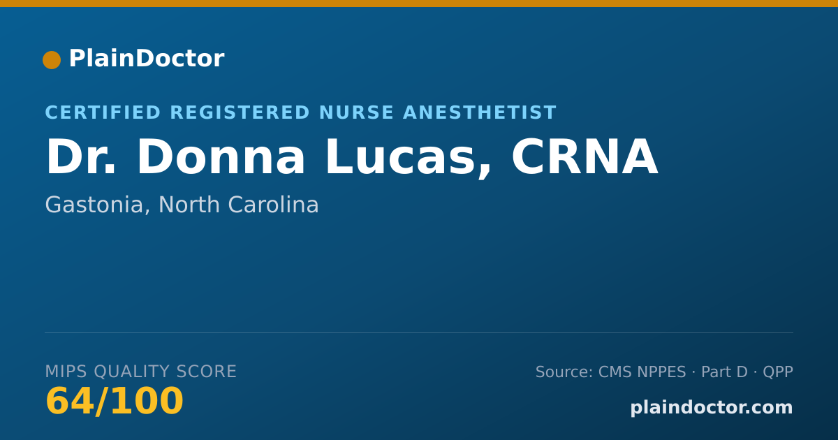 Shareable card for Donna Lucas, CRNA - Certified Registered Nurse Anesthetist, Gastonia, NC