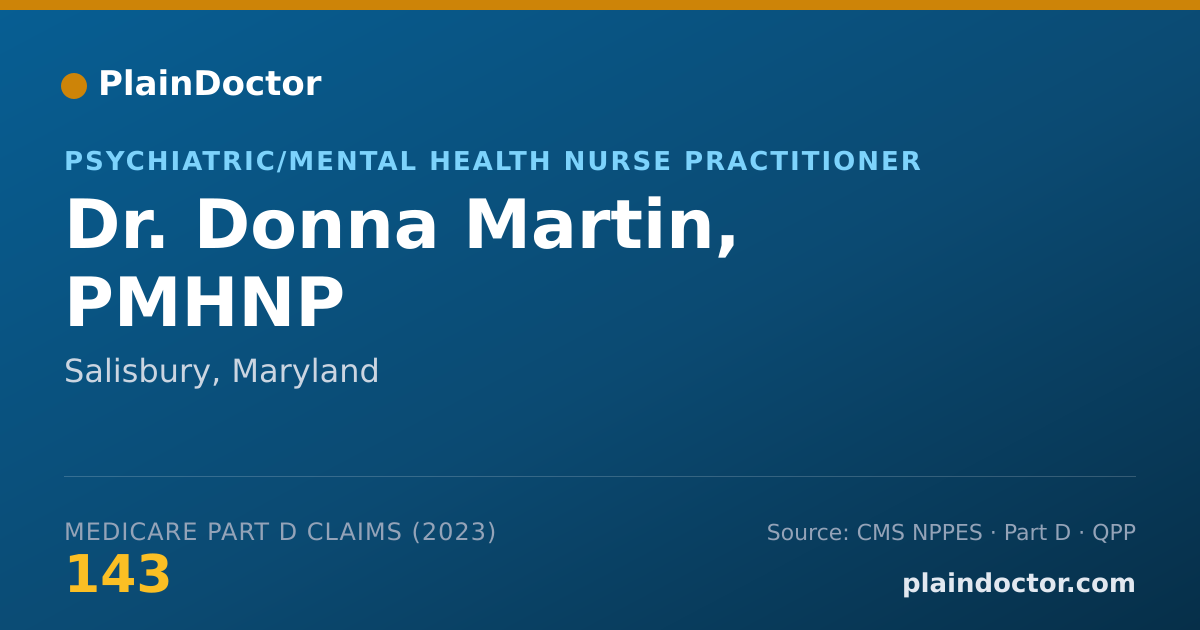 Shareable card for Donna Martin, PMHNP - Psychiatric/Mental Health Nurse Practitioner, Salisbury, MD