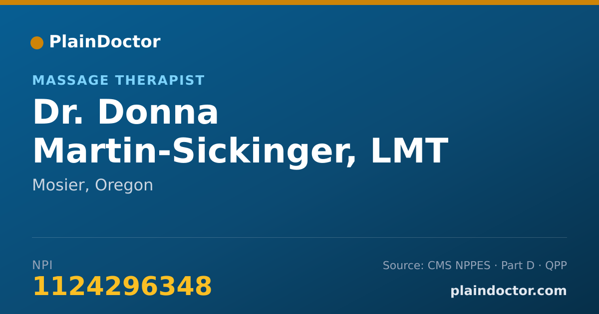 Shareable card for Donna Martin-Sickinger, LMT - Massage Therapist, Mosier, OR