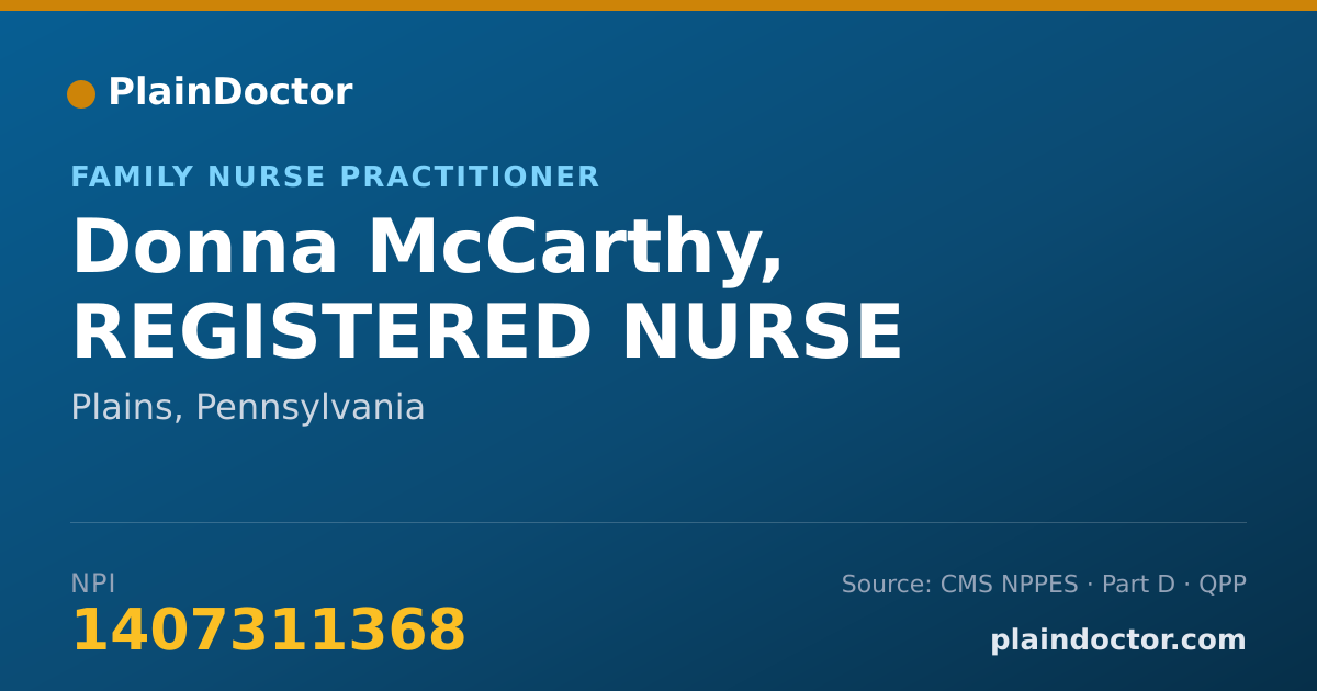 Shareable card for Donna McCarthy, REGISTERED NURSE - Family Nurse Practitioner, Plains, PA