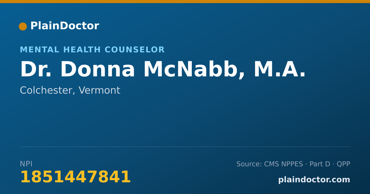 Shareable card for Donna McNabb, M.A. - Mental Health Counselor, Colchester, VT
