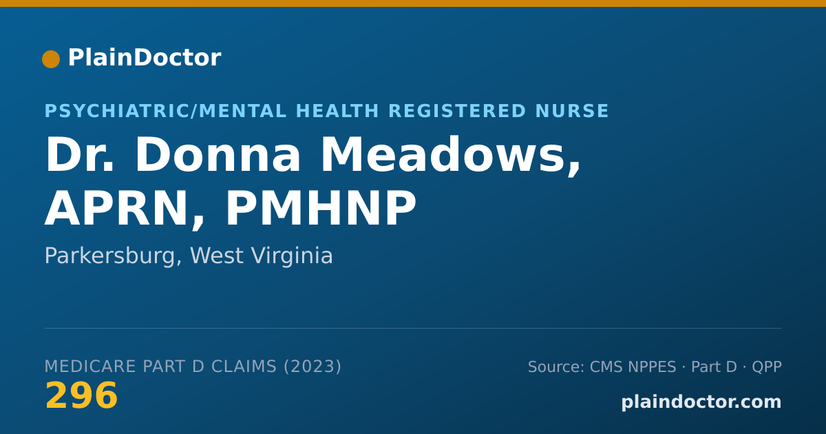 Shareable card for Donna Meadows, APRN, PMHNP - Psychiatric/Mental Health Registered Nurse, Parkersburg, WV