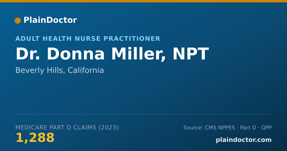 Shareable card for Donna Miller, NPT - Adult Health Nurse Practitioner, Beverly Hills, CA