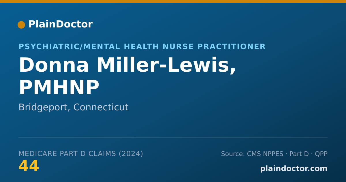 Shareable card for Donna Miller-Lewis, PMHNP - Psychiatric/Mental Health Nurse Practitioner, Bridgeport, CT