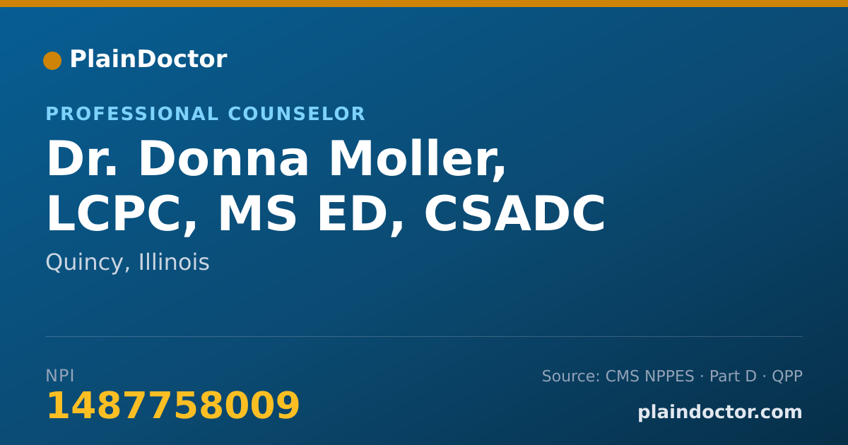 Shareable card for Donna Moller, LCPC, MS ED, CSADC - Professional Counselor, Quincy, IL