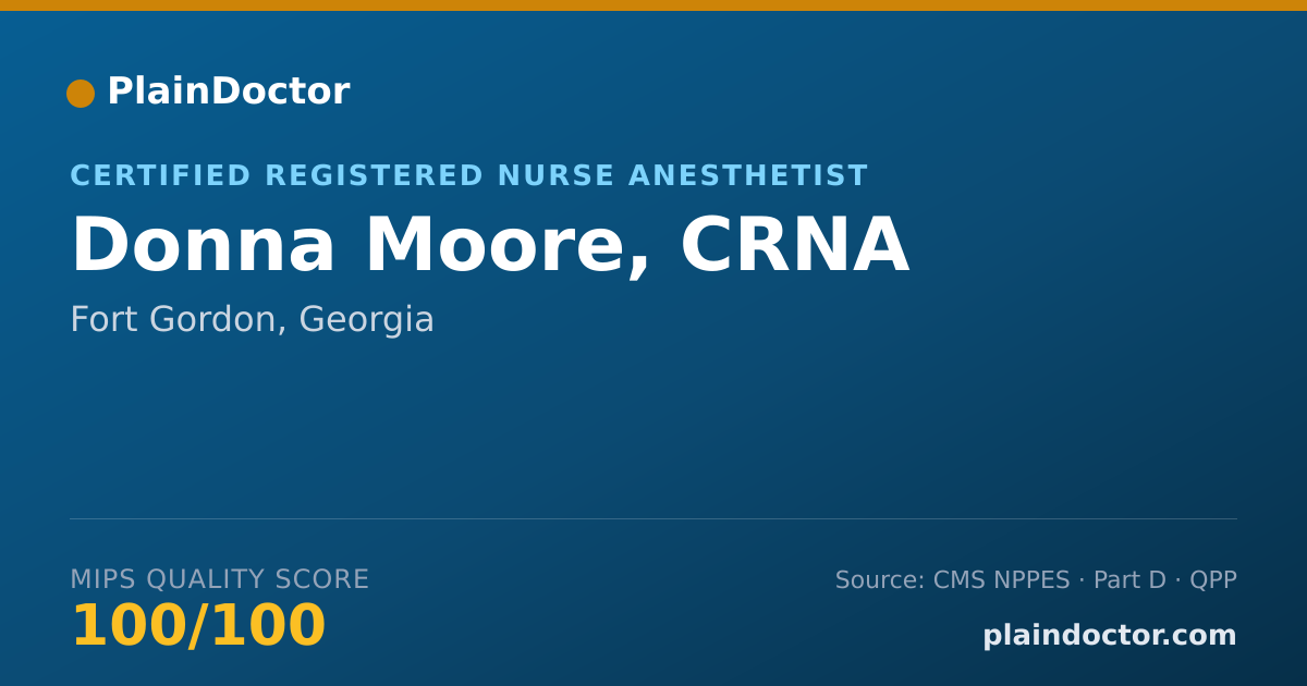 Shareable card for Donna Moore, CRNA - Certified Registered Nurse Anesthetist, Fort Gordon, GA