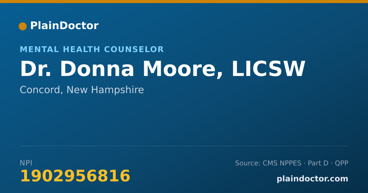 Shareable card for Donna Moore, LICSW - Mental Health Counselor, Concord, NH