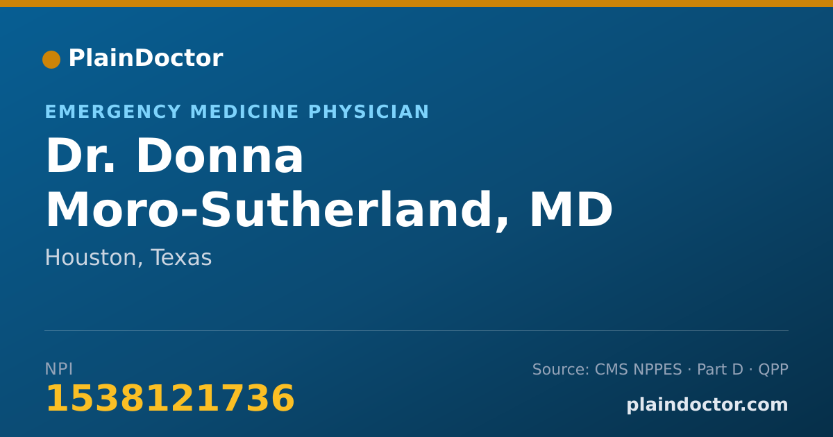 Shareable card for Donna Moro-Sutherland, MD - Emergency Medicine Physician, Houston, TX