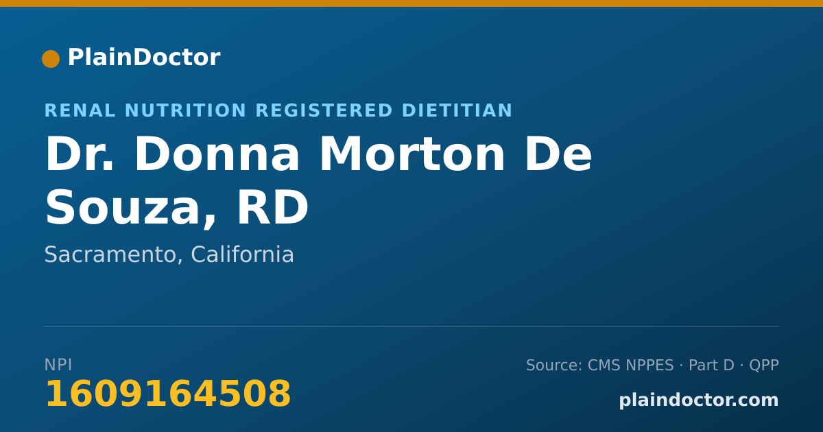 Shareable card for Donna Morton De Souza, RD - Renal Nutrition Registered Dietitian, Sacramento, CA