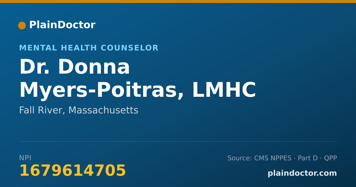 Shareable card for Donna Myers-Poitras, LMHC - Mental Health Counselor, Fall River, MA
