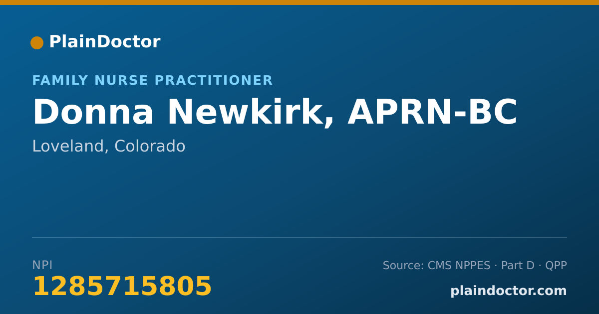 Shareable card for Donna Newkirk, APRN-BC - Family Nurse Practitioner, Loveland, CO