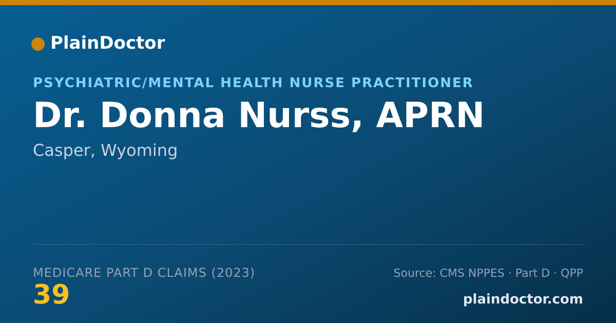 Shareable card for Donna Nurss, APRN - Psychiatric/Mental Health Nurse Practitioner, Casper, WY