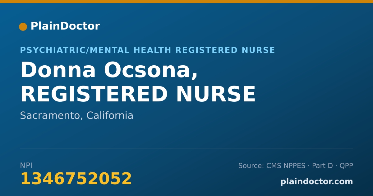 Shareable card for Donna Ocsona, REGISTERED NURSE - Psychiatric/Mental Health Registered Nurse, Sacramento, CA