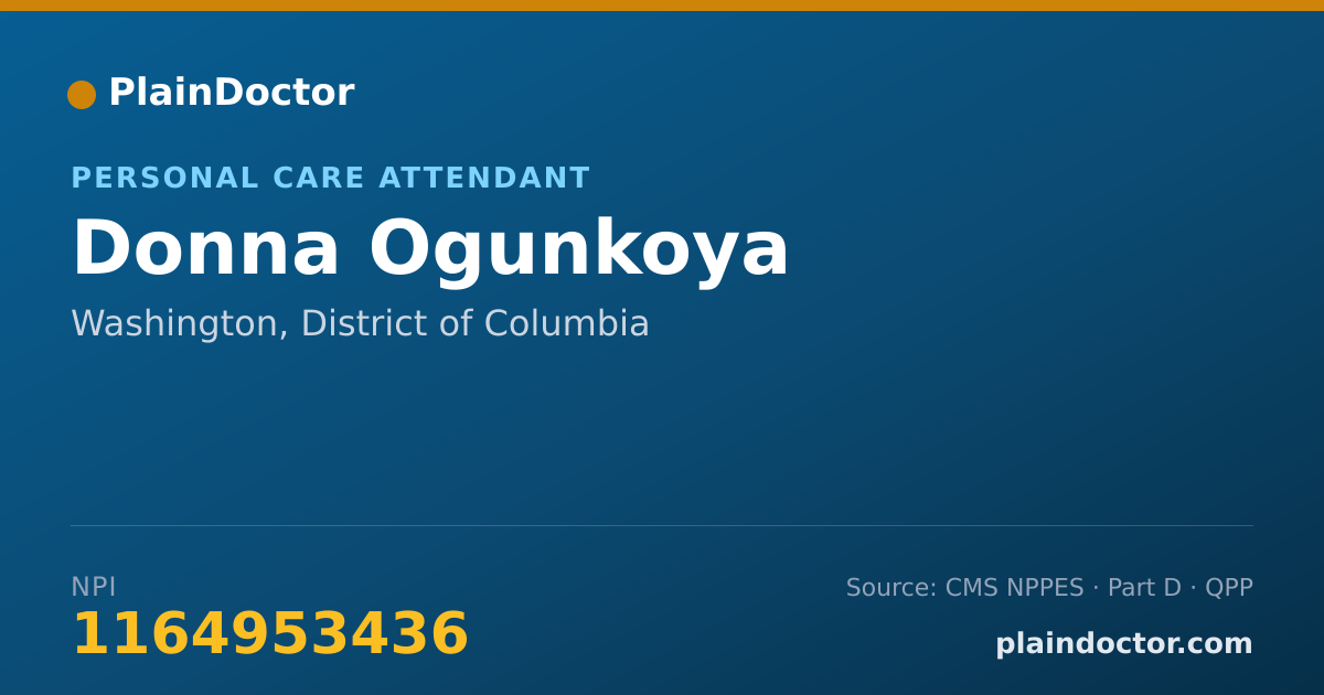 Shareable card for Donna Ogunkoya - Personal Care Attendant, Washington, DC