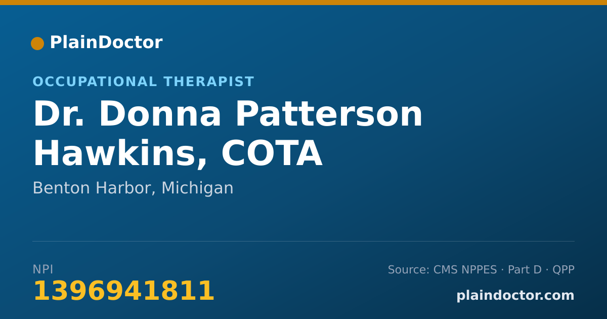 Shareable card for Donna Patterson Hawkins, COTA - Occupational Therapist, Benton Harbor, MI
