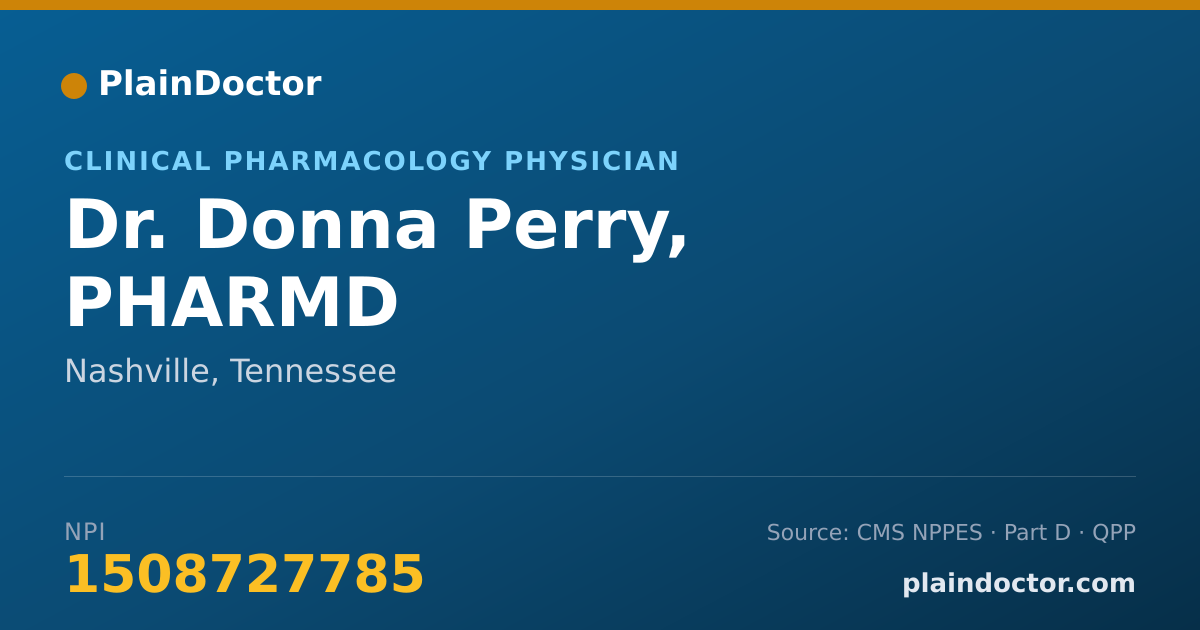 Shareable card for Donna Perry, PHARMD - Clinical Pharmacology Physician, Nashville, TN
