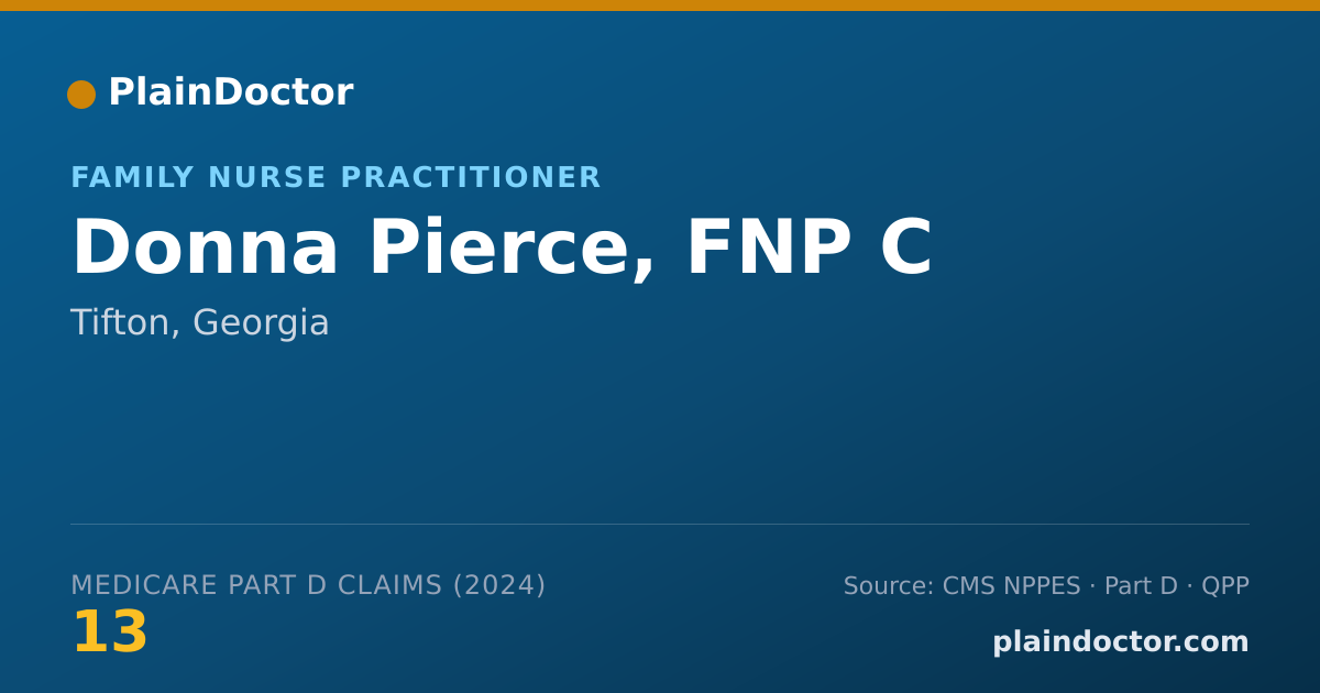 Shareable card for Donna Pierce, FNP C - Family Nurse Practitioner, Tifton, GA