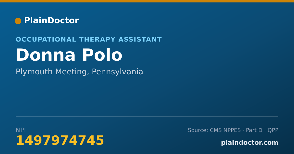 Shareable card for Donna Polo - Occupational Therapy Assistant, Plymouth Meeting, PA