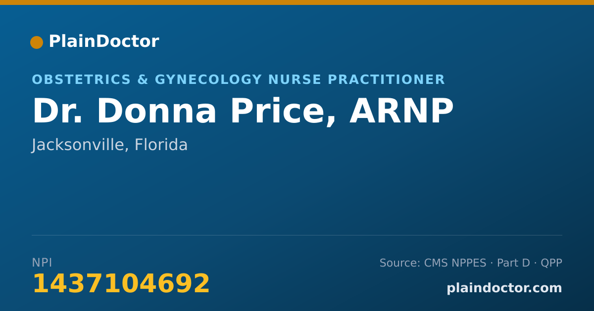 Shareable card for Donna Price, ARNP - Obstetrics & Gynecology Nurse Practitioner, Jacksonville, FL