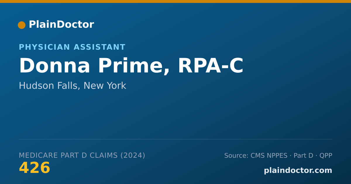 Shareable card for Donna Prime, RPA-C - Physician Assistant, Hudson Falls, NY