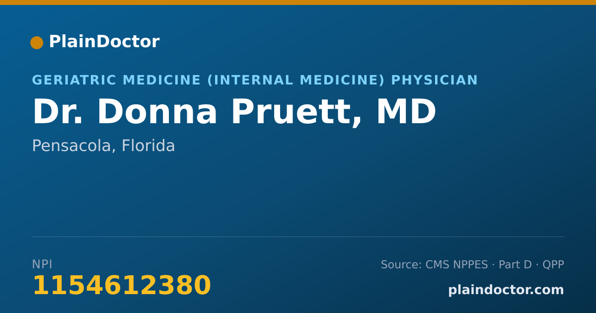 Shareable card for Donna Pruett, MD - Geriatric Medicine (Internal Medicine) Physician, Pensacola, FL