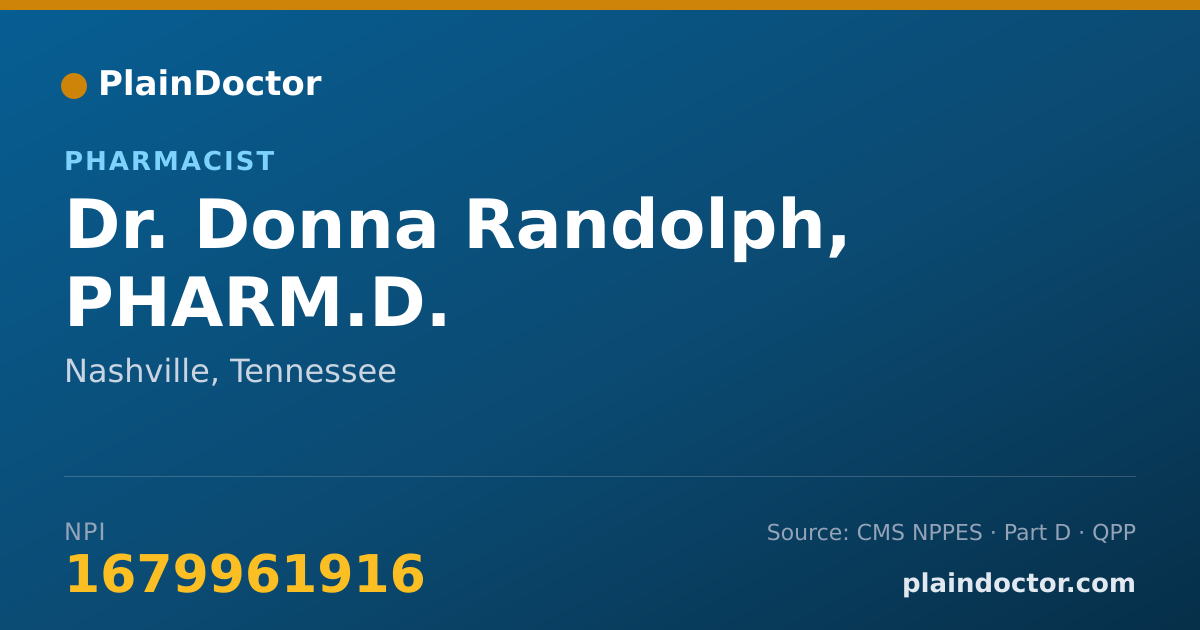 Shareable card for Donna Randolph, PHARM.D. - Pharmacist, Nashville, TN