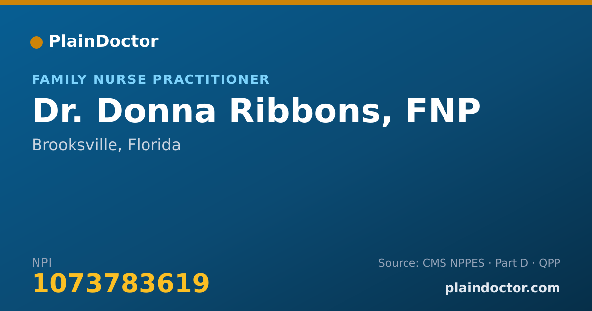Shareable card for Donna Ribbons, FNP - Family Nurse Practitioner, Brooksville, FL