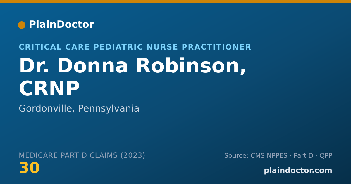 Shareable card for Donna Robinson, CRNP - Critical Care Pediatric Nurse Practitioner, Gordonville, PA