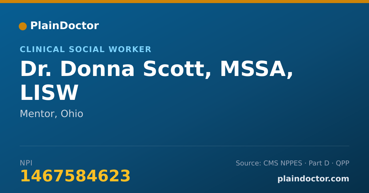 Shareable card for Donna Scott, MSSA, LISW - Clinical Social Worker, Mentor, OH
