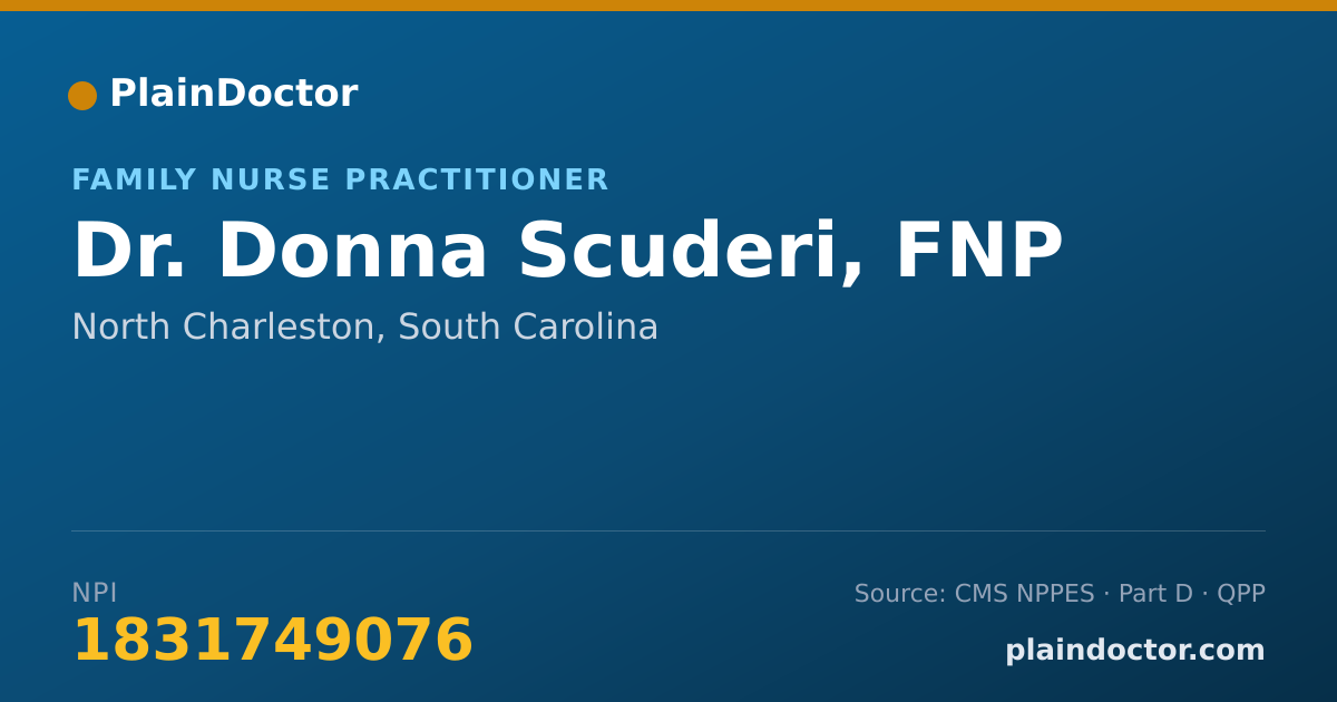 Shareable card for Donna Scuderi, FNP - Family Nurse Practitioner, North Charleston, SC