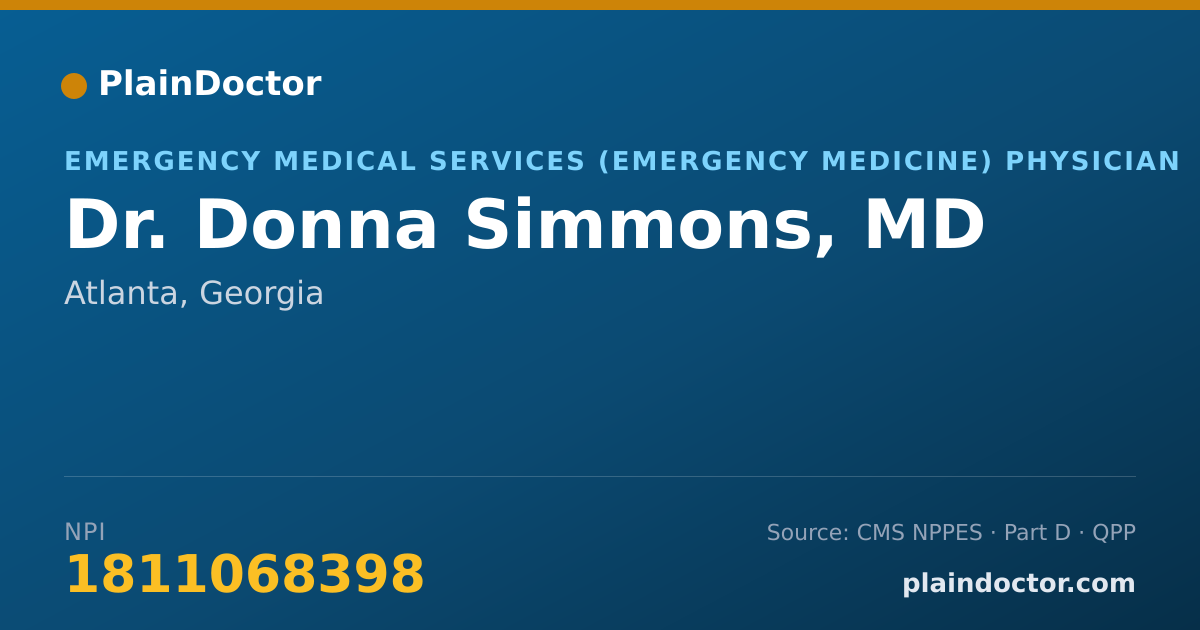 Shareable card for Donna Simmons, MD - Emergency Medical Services (Emergency Medicine) Physician, Atlanta, GA