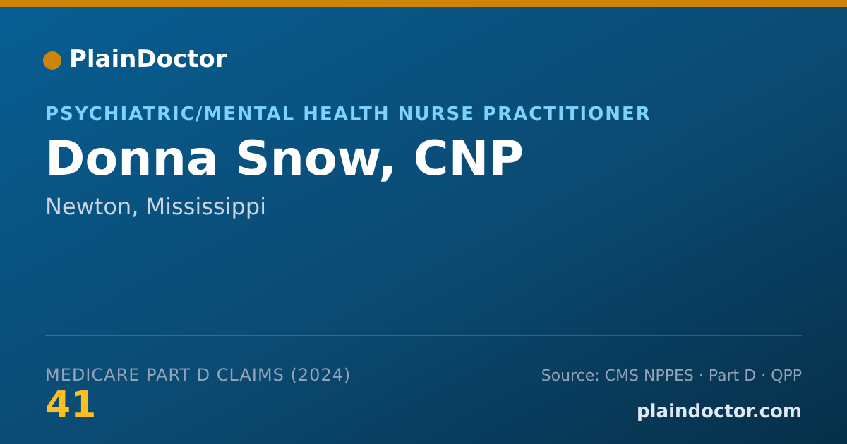 Shareable card for Donna Snow, CNP - Psychiatric/Mental Health Nurse Practitioner, Newton, MS