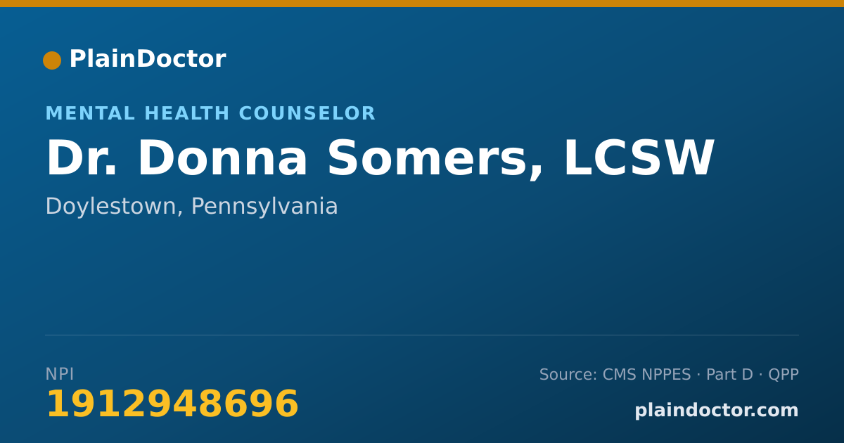 Shareable card for Donna Somers, LCSW - Mental Health Counselor, Doylestown, PA