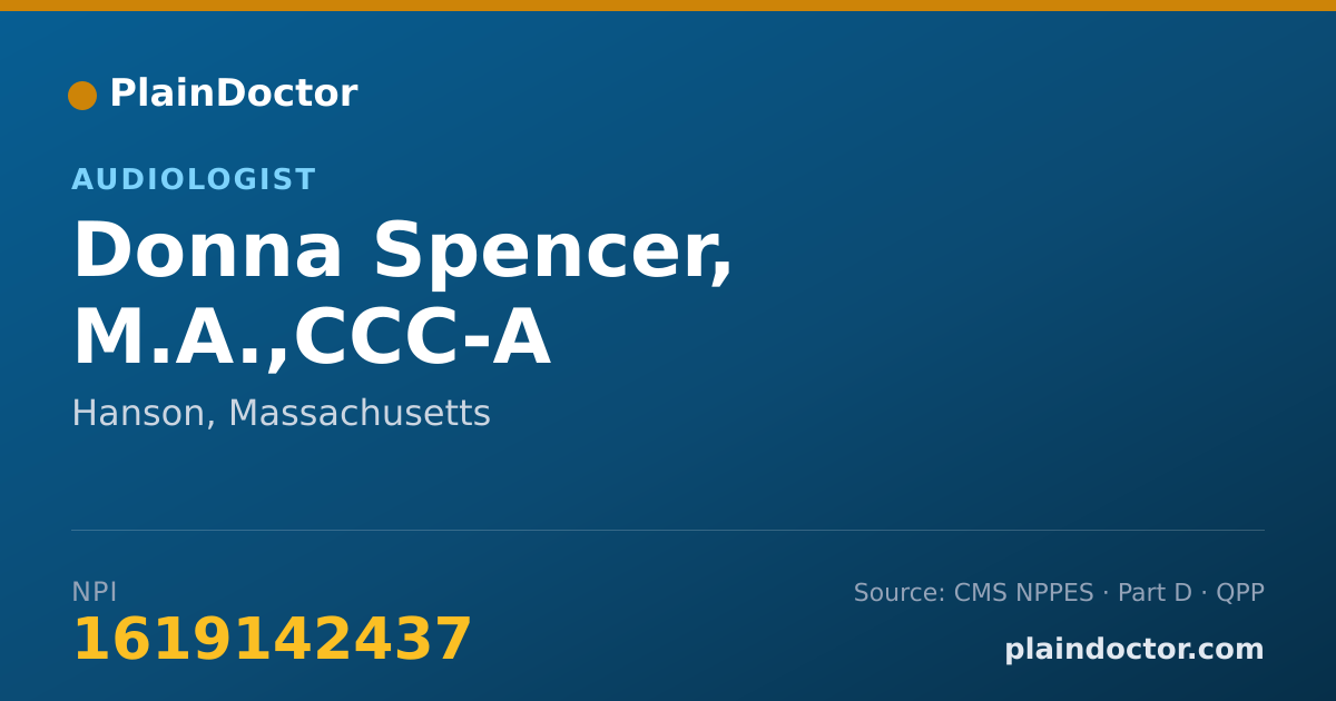 Shareable card for Donna Spencer, M.A.,CCC-A - Audiologist, Hanson, MA