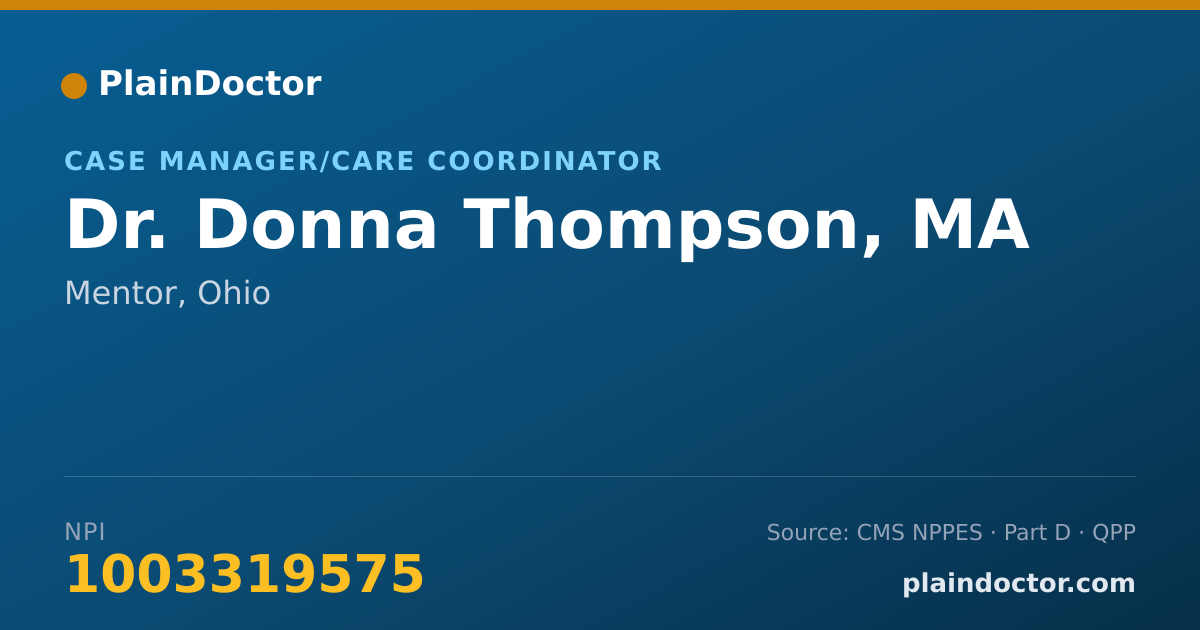 Shareable card for Donna Thompson, MA - Case Manager/Care Coordinator, Mentor, OH