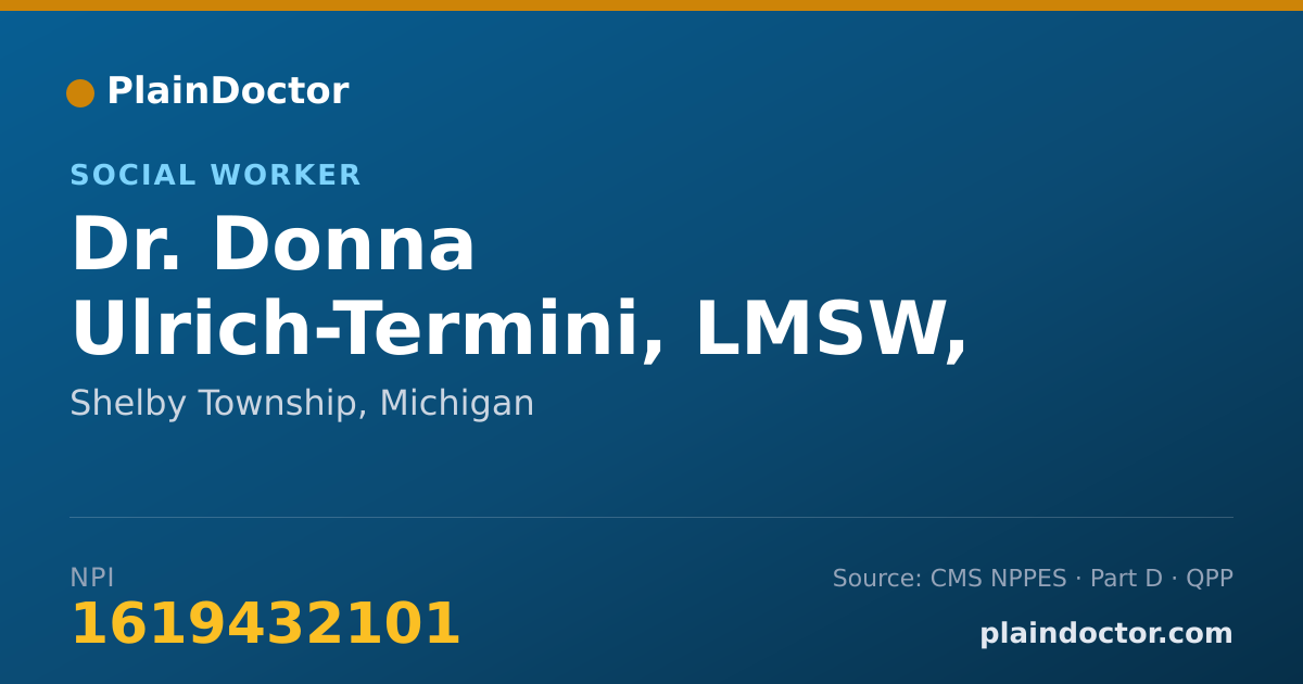 Shareable card for Donna Ulrich-Termini, LMSW, PSY.S - Social Worker, Shelby Township, MI