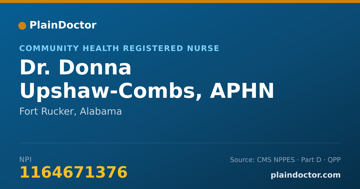 Shareable card for Donna Upshaw-Combs, APHN - Community Health Registered Nurse, Fort Rucker, AL