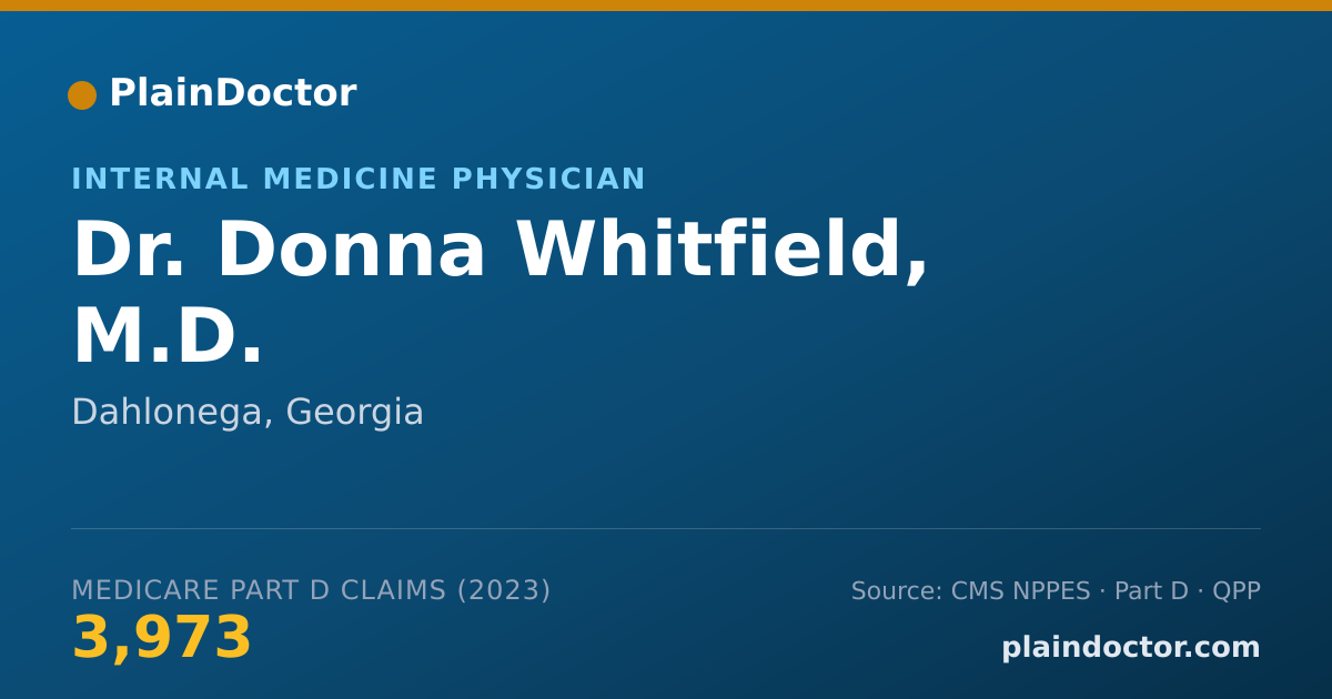 Shareable card for Donna Whitfield, M.D. - Internal Medicine Physician, Dahlonega, GA