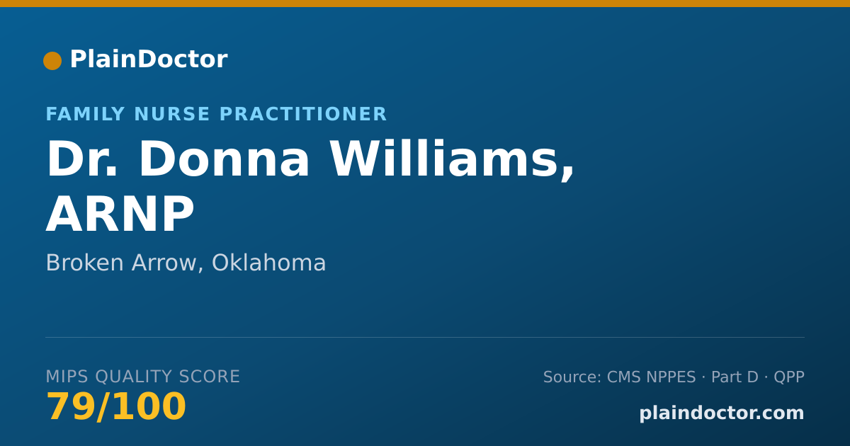 Shareable card for Donna Williams, ARNP - Family Nurse Practitioner, Broken Arrow, OK
