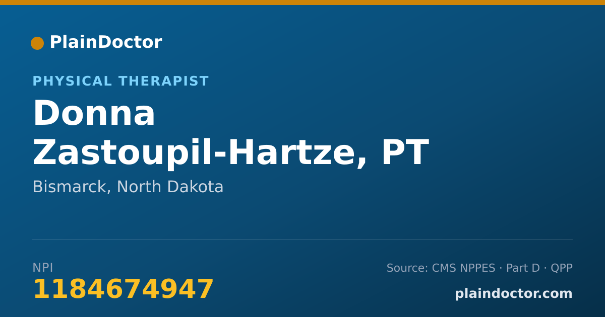 Shareable card for Donna Zastoupil-Hartze, PT - Physical Therapist, Bismarck, ND