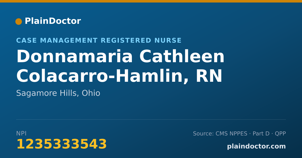 Shareable card for Donnamaria Cathleen Colacarro-Hamlin, RN - Case Management Registered Nurse, Sagamore Hills, OH