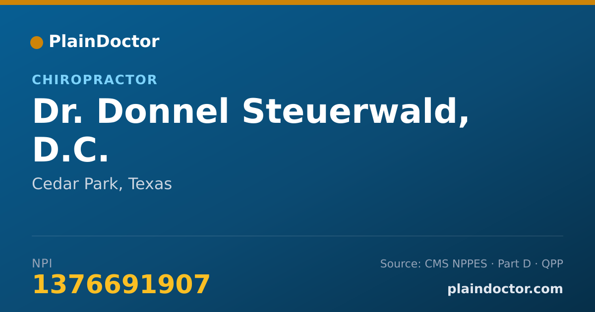Shareable card for Donnel Steuerwald, D.C. - Chiropractor, Cedar Park, TX